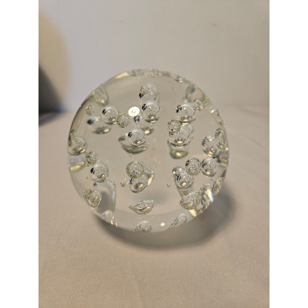 Clear Glass Bubble Paperweight Round‎ Sphere Orb Decorative Accent